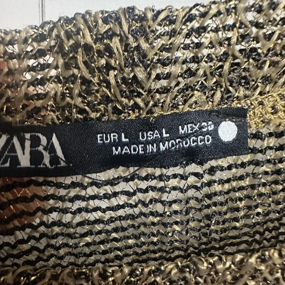 Zara Metallic Sheer Long Sleeve Blouse - Picture 5 of 8